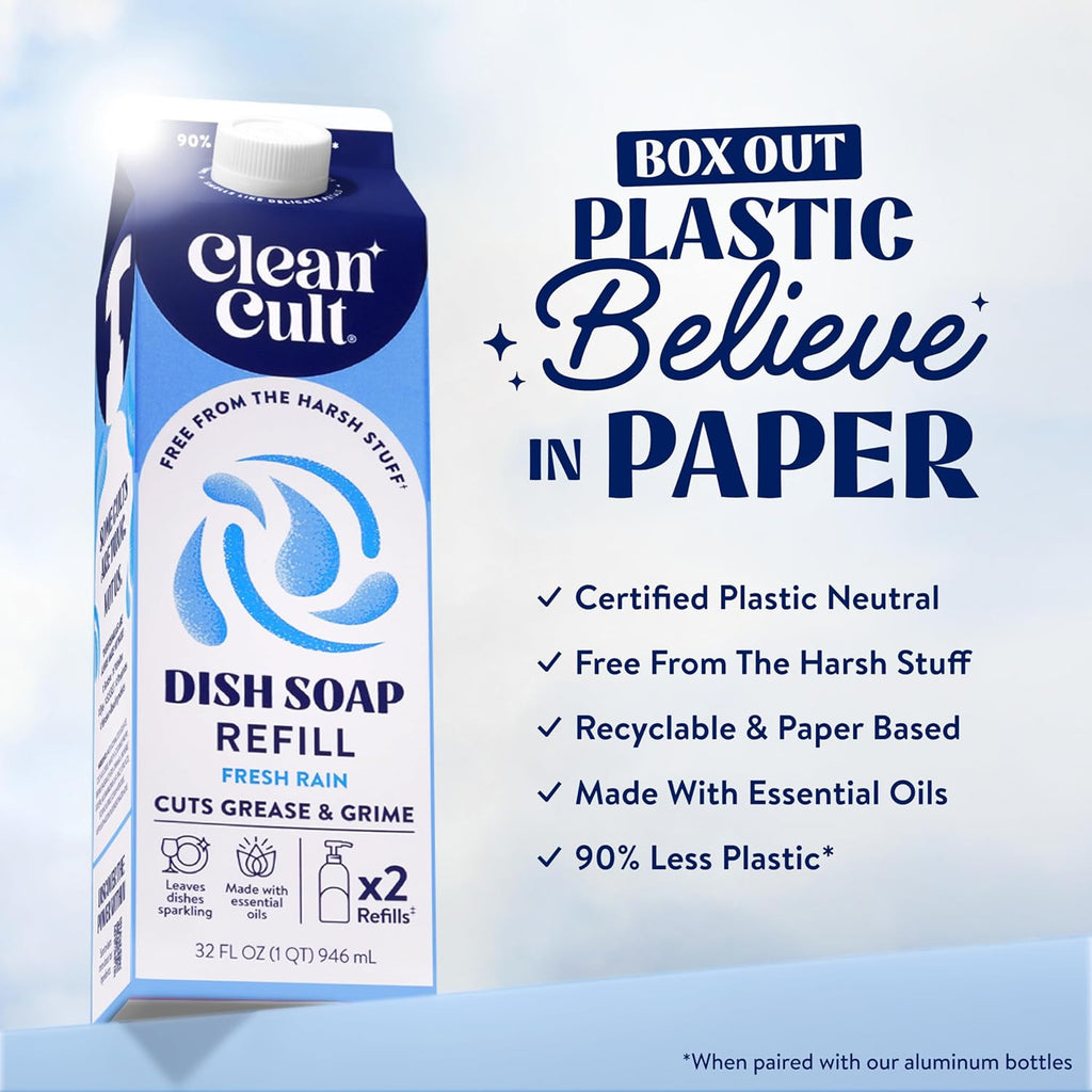 Cleancult Dish Soap Liquid Refill (32oz, 3 Pack) - Plant Based Cleaning Power - Dish Soap that Cuts