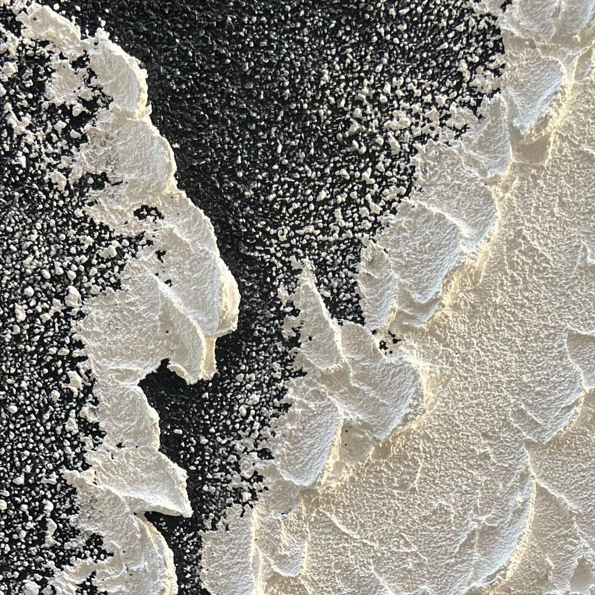 NANKAI Handcrafted Thick Texture Black and White Abstract Canvas Art Ocean Wave Beach Landscape Oil