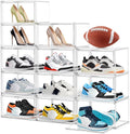 12 Pack Shoe Organizer Clear Plastic Stackable Shoe Storage Boxes with Magnetic Lid Acrylic Display