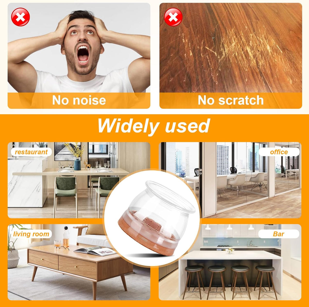 CHUNZEXI 48 Pack Chair Leg Floor Protectors for Hardwood Floors, Silicone Felt Covers Pads Caps