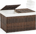 Storage Basket with Lid Wicker Baskets for Storage with 2 Separate Lid 42.3 Gallon (160 L) 29.9 x