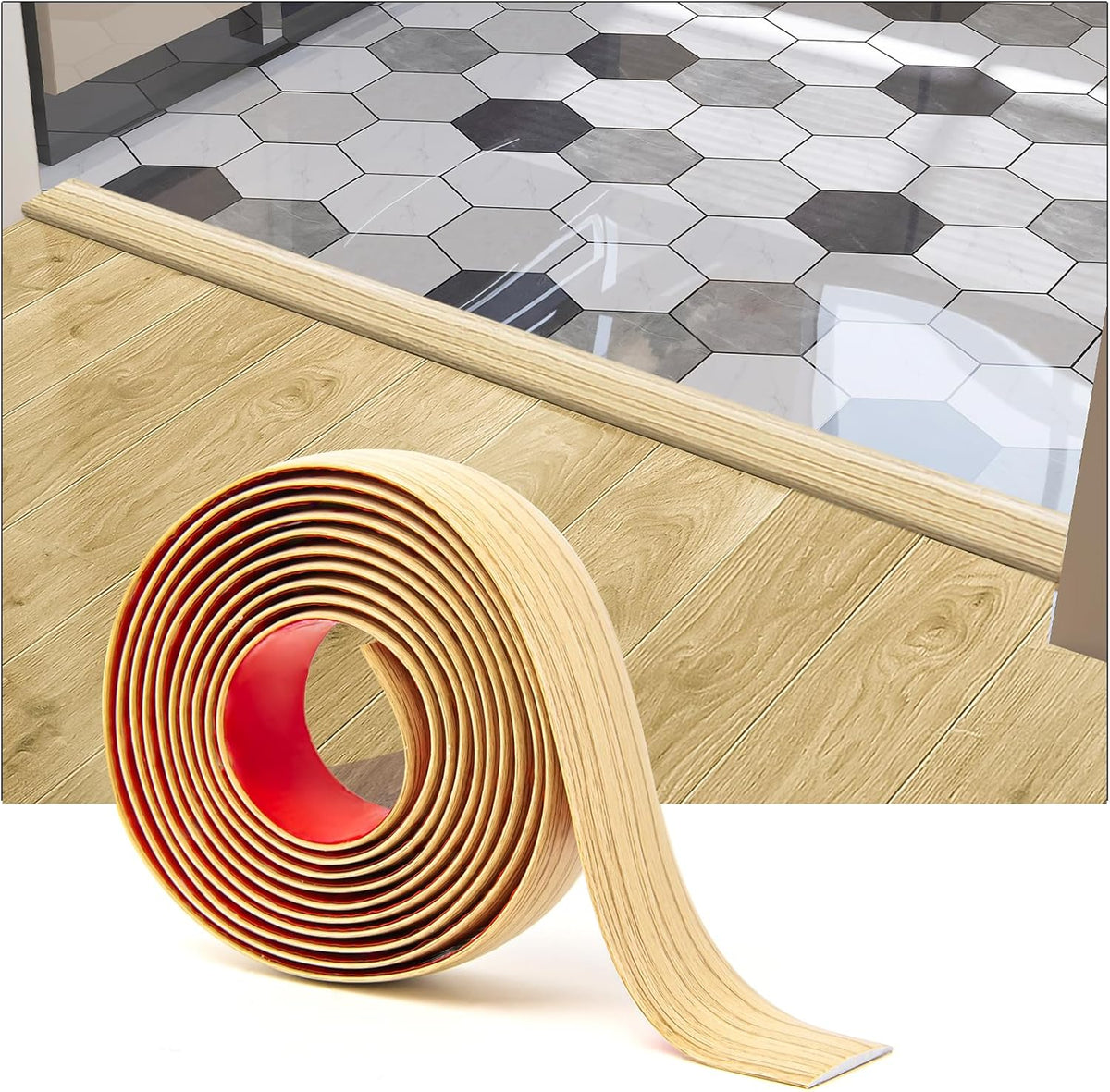 Art3d Self Adhesive Vinyl Transition Strip, Laminate & Tile Floor Divider, Carpet Threshold - 10