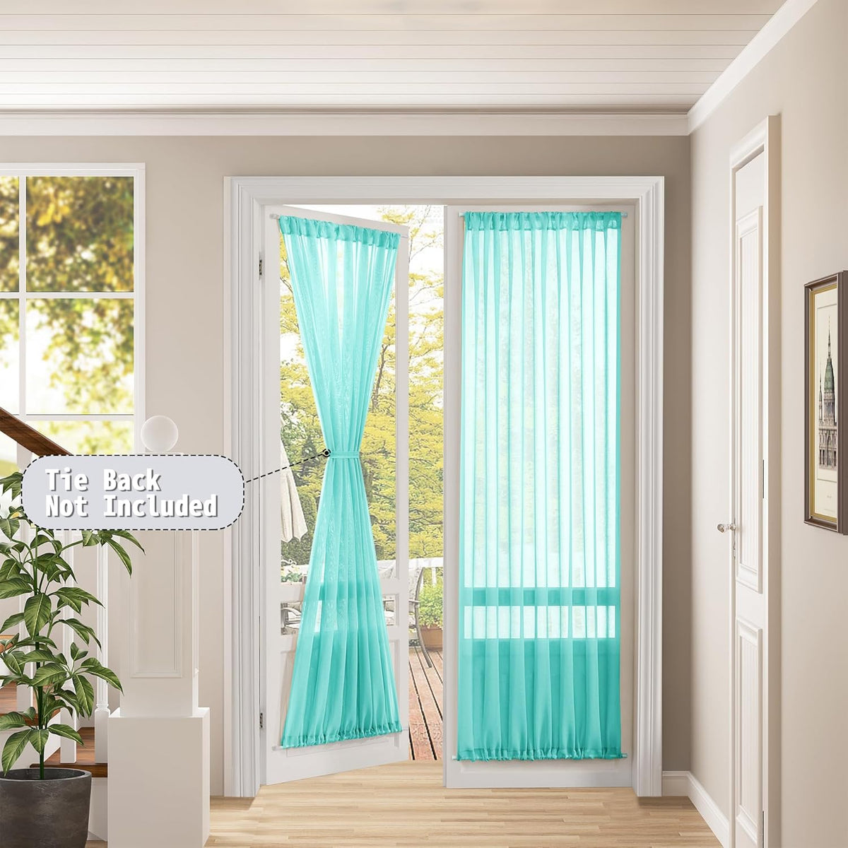 Tollpiz Sheer Door Curtains Closet Linen Textured Curtain Sheers Doorway Light Filtering Voile