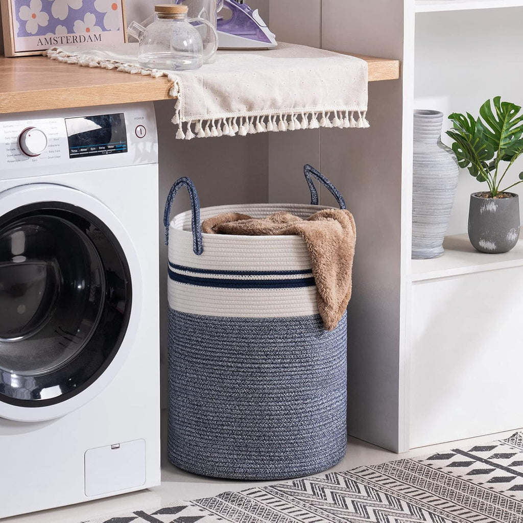 Woven Rope Laundry Hamper Basket by YOUDENOVA, 58L Tall Luandry Basket, Baby Nursery Hamper for