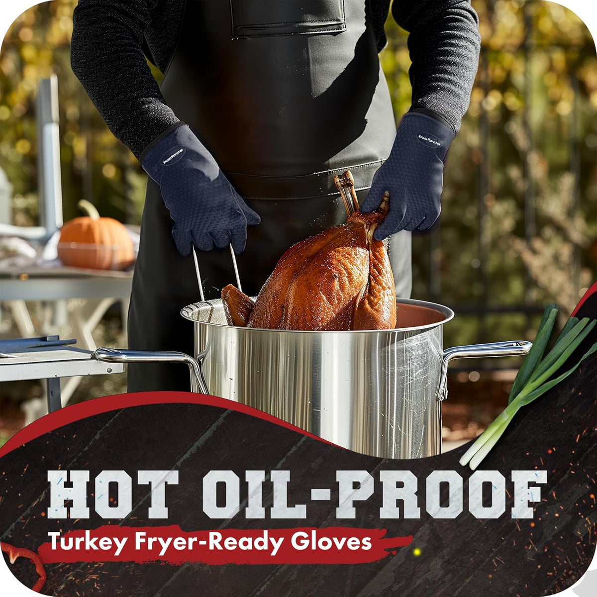 KITCHEN PERFECTION XL Silicone Smoker Oven Gloves-Extreme Heat Resistant BBQ Gloves-Handle Hot Food