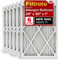 Filtrete 24x30x1 AC Furnace Air Filter, MERV 11, MPR 1000, Micro Allergen Defense, 3-Month Pleated