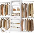 Aheaplus Closet System, 4-9Ft Closet Organizer with 4 Wooden Drawers, Wood Closet Organizer System
