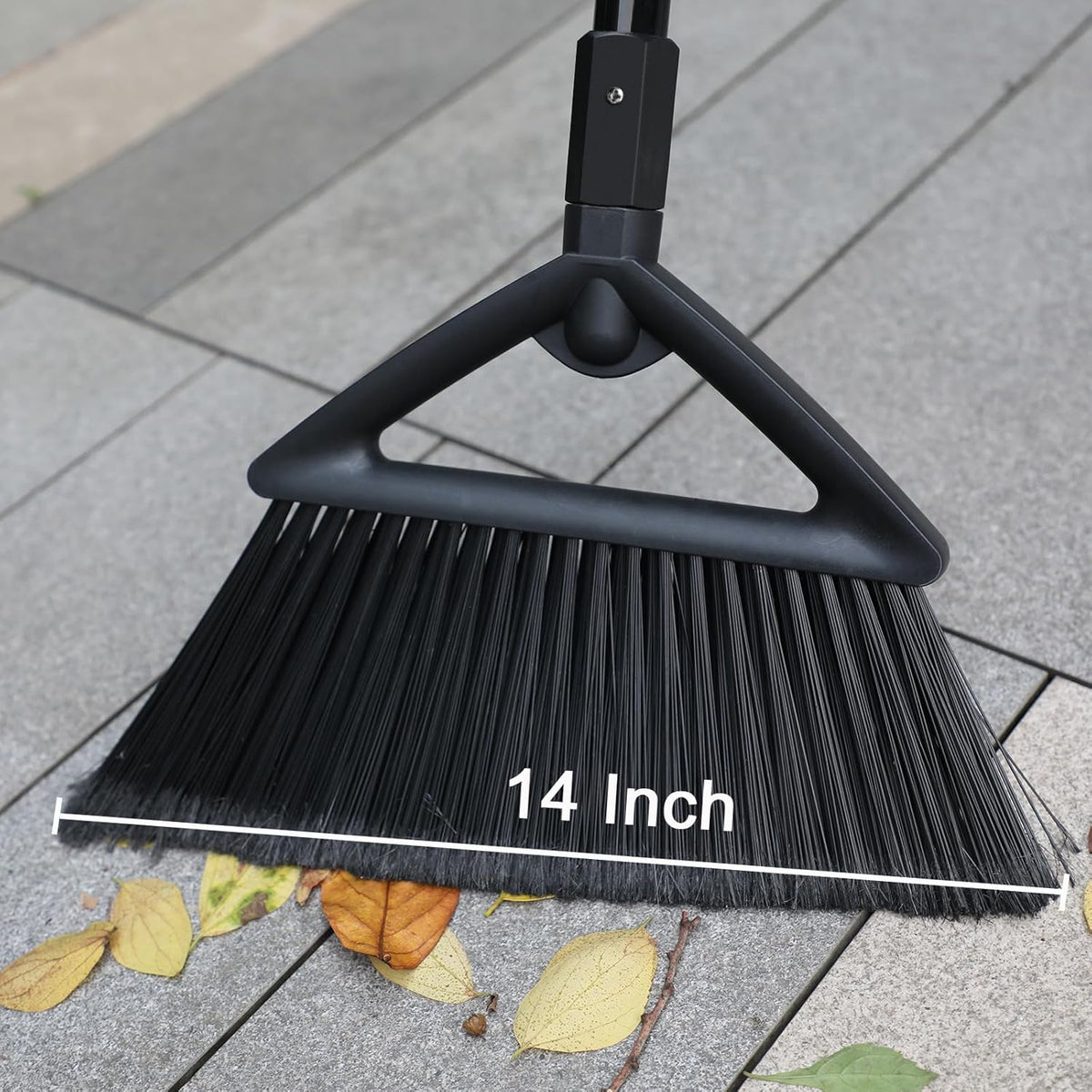 2PCS Heavy Duty Angle Broom, Long Pole Brooms for Indoor, Outdoor Sweeping, Kitchen to Courtyard