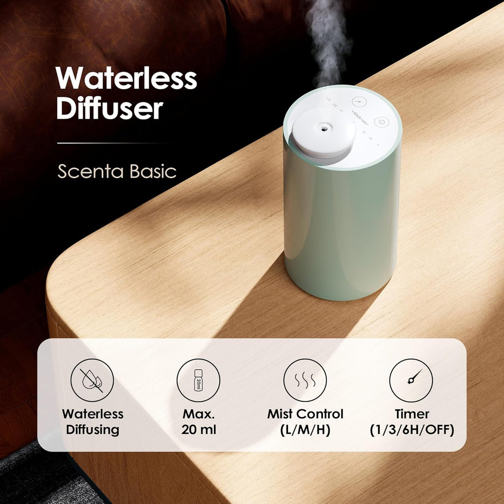 Waterless Diffuser for Essential Oil, Battery Operated Nebulizer, 0.7 Fl.Oz./ 20mL Capacity, Mini