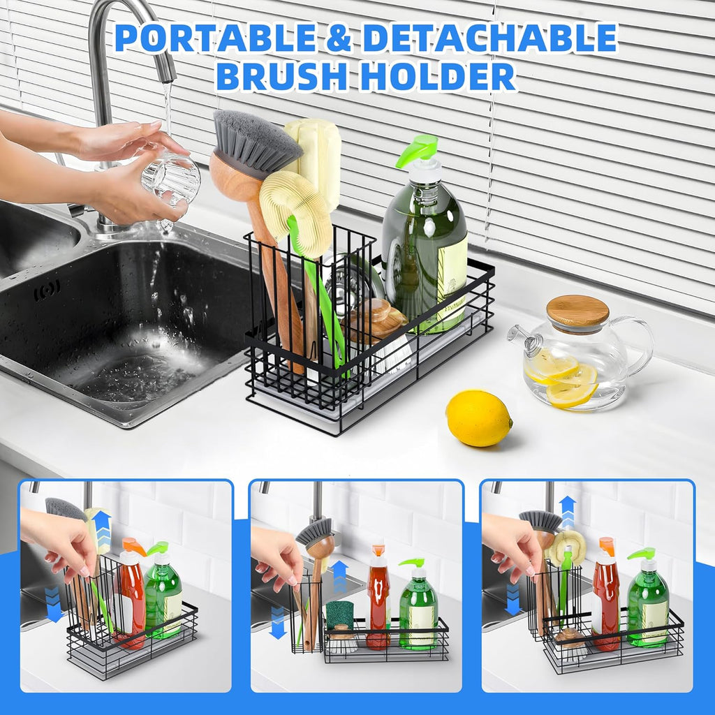 Sponge Holder for Kitchen Sink with Instant Drying Stone, Sponge Caddy, Stainless Steel Sink Caddy