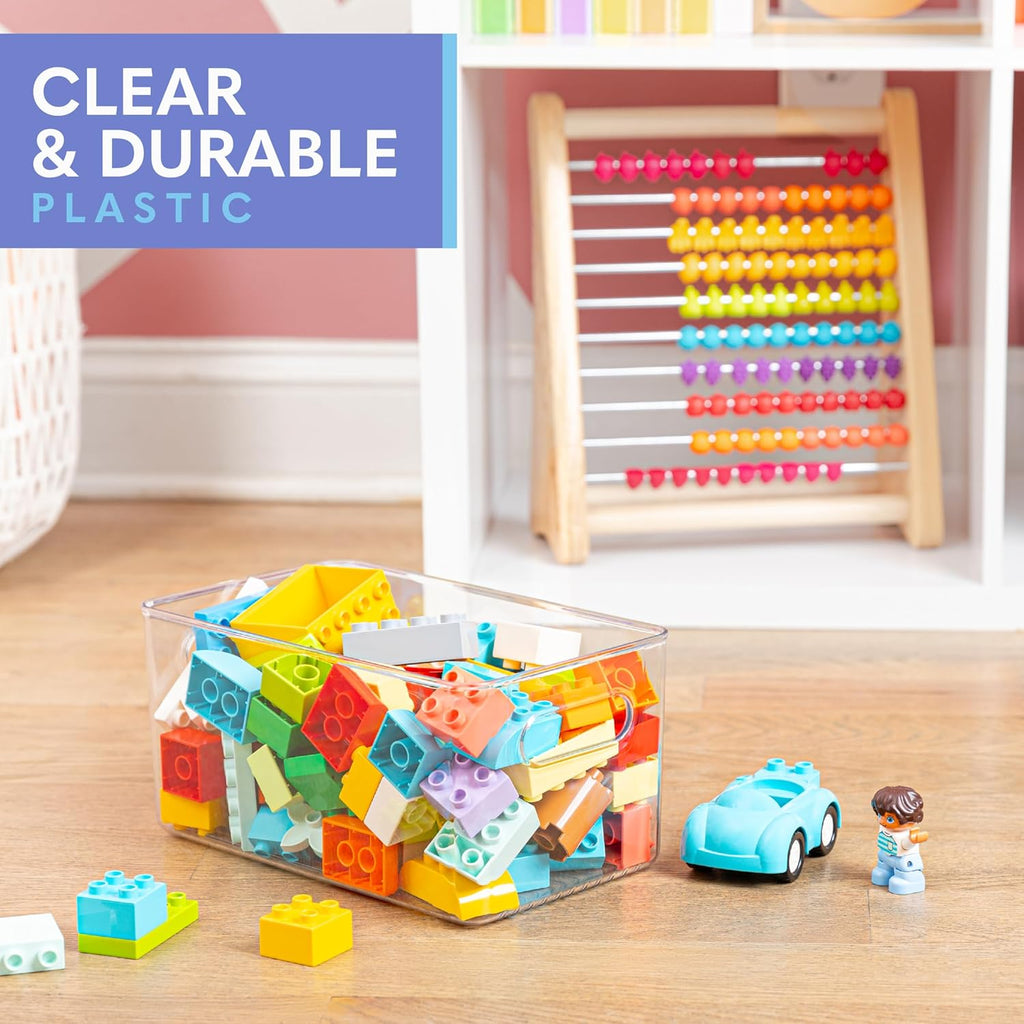 Plastic Food Storage 2 Pack Clear Container Bin with Handles for Organizing Kitchen, Pantry