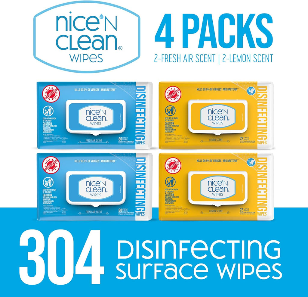 Nice 'N Clean Disinfecting Surface Wipes 304ct | Cleans & Disinfects Home & Kitchen Surfaces |