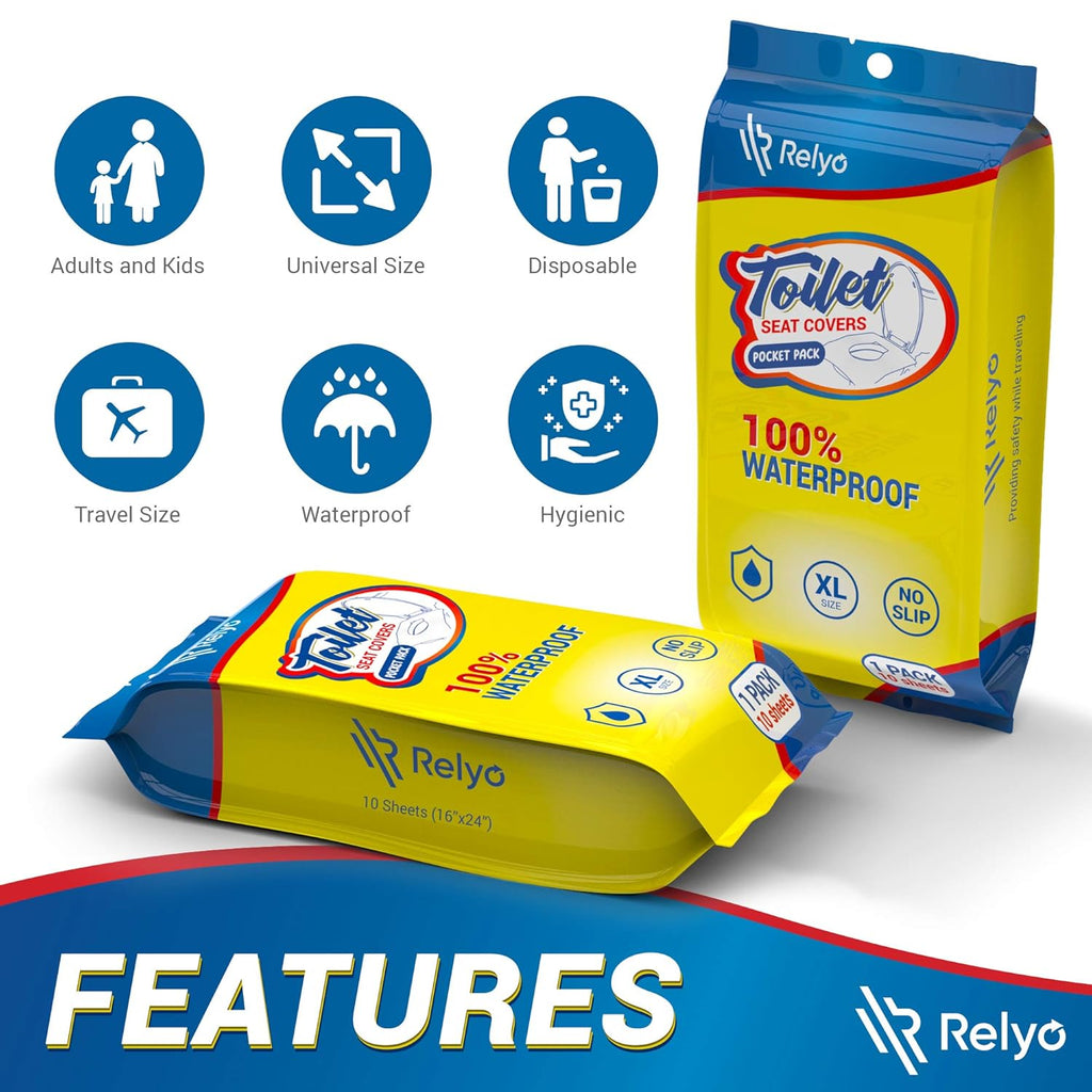 20 Pack XL Disposable Toilet Seat Covers – Waterproof Toilet Cover Sheets with Adhesive Tabs for