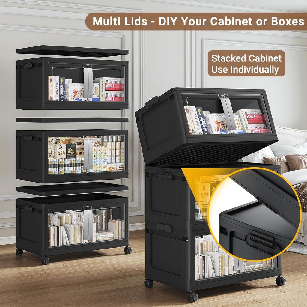 BROVIEW 800QT Stackable Storage Bins with Lids, 200Gal Extra Large Collapsible Storage Box with