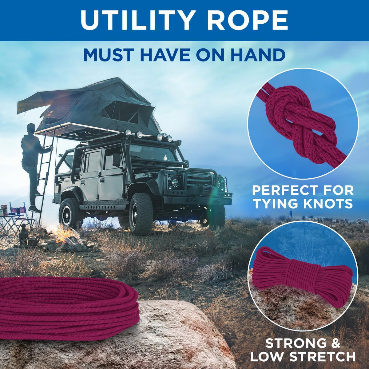 TECEUM Cotton Rope 3/16” (5 mm) – 100 FT – Strong All-Purpose Braided Rope – Natural Cotton – for