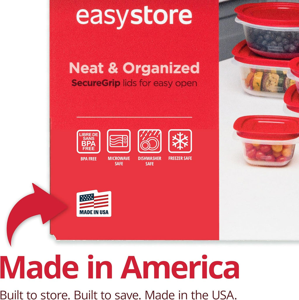 Rubbermaid EasyStore Square and Round Containers, 14-Piece Set, Food Storage Containers, Food
