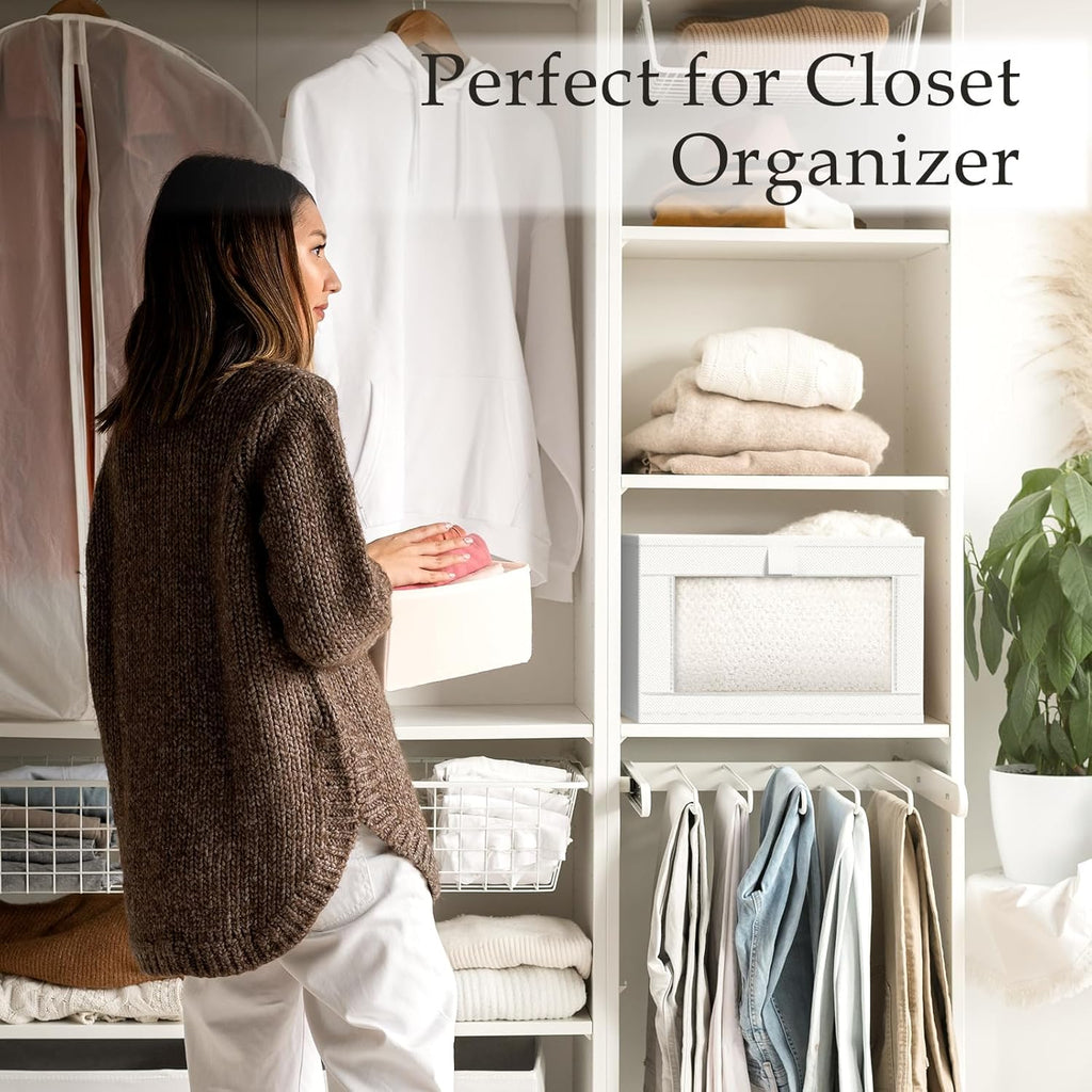 Criusia 4 Pack Closet Organizers and Storage, Large Linen Closet Baskets for Organization, Foldable