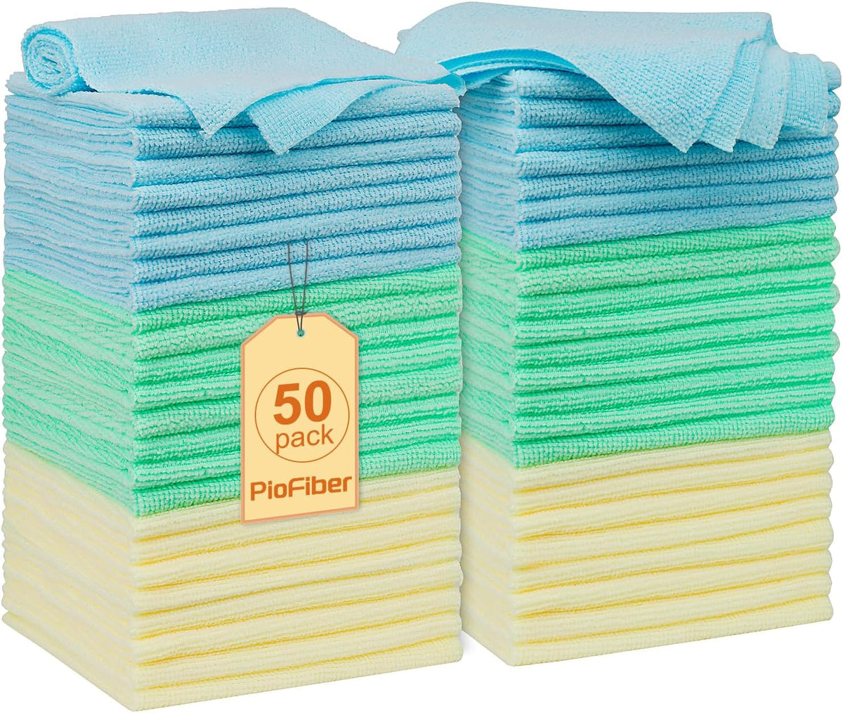 Shop Towels – 50 Pack Edgeless Microfiber Cleaning Cloths, Lint-Free & Reusable Rags for Car