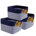 COMFY-HOMI 3PACK Rectangular Cotton Rope Basket With Handles for Shelves|Dog Toy|Baby Gift - Dark