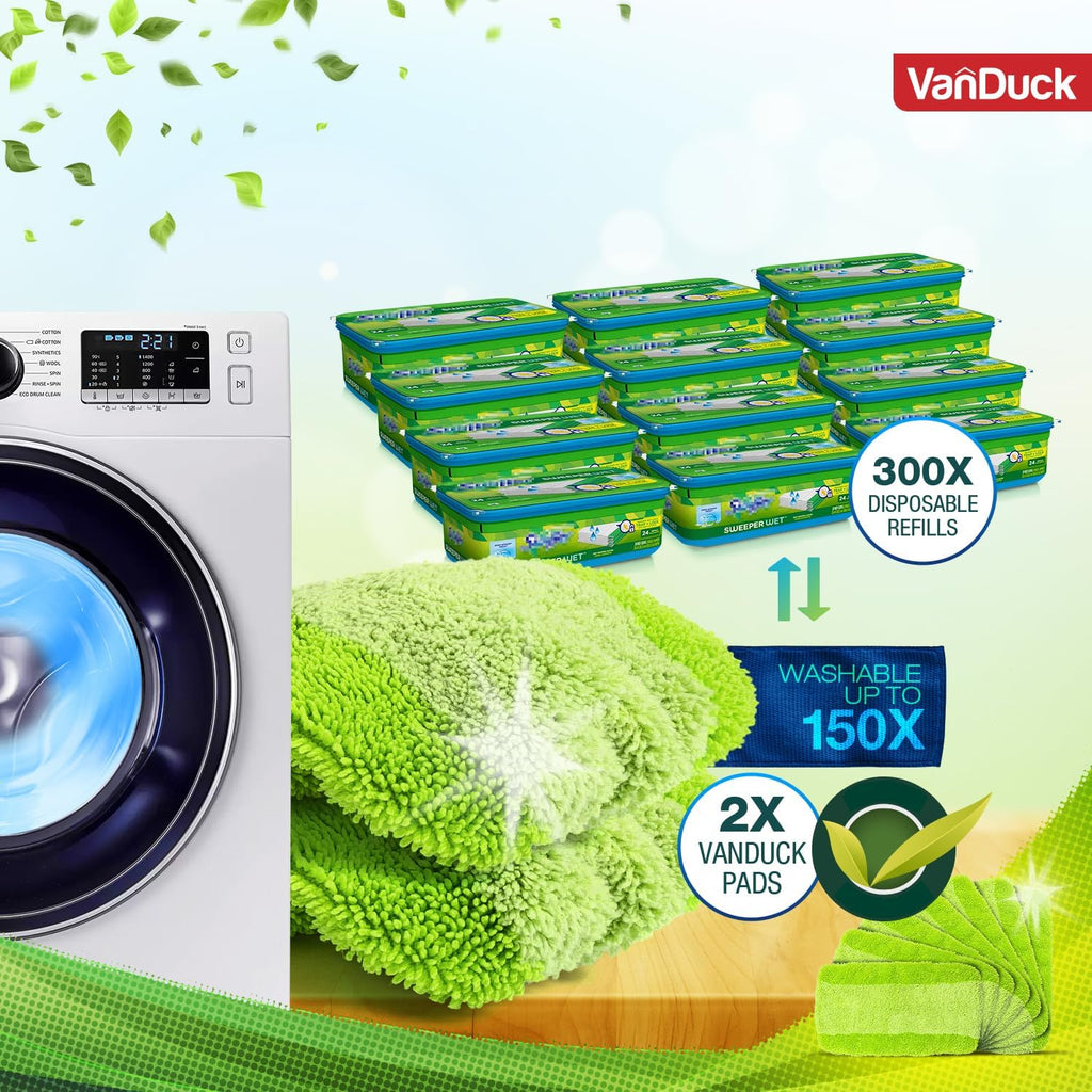 VanDuck Reusable Mop Pads Compatible with Swiffer Sweeper (4-Pack) - Washable Microfiber Mop Pads