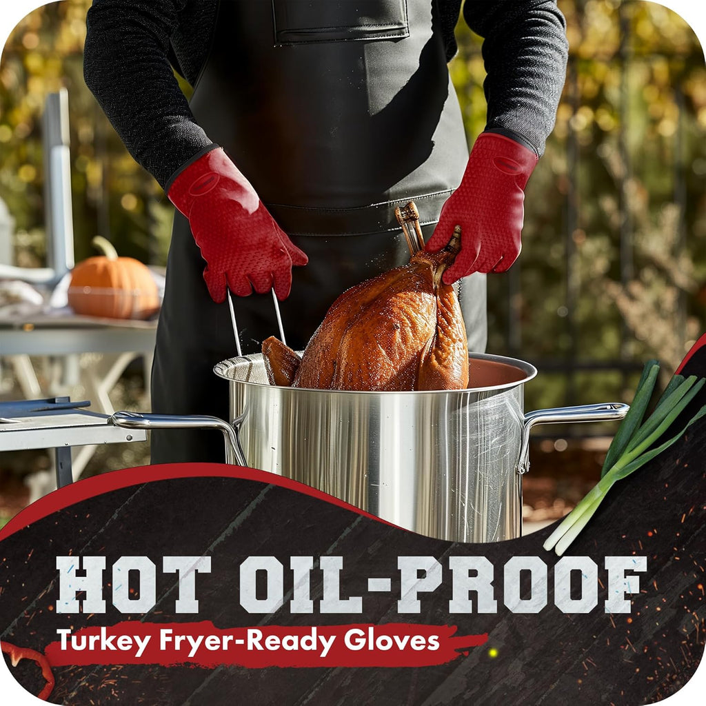 KITCHEN PERFECTION S Silicone Smoker Oven Gloves -Extreme Heat Resistant BBQ Gloves -Handle Hot