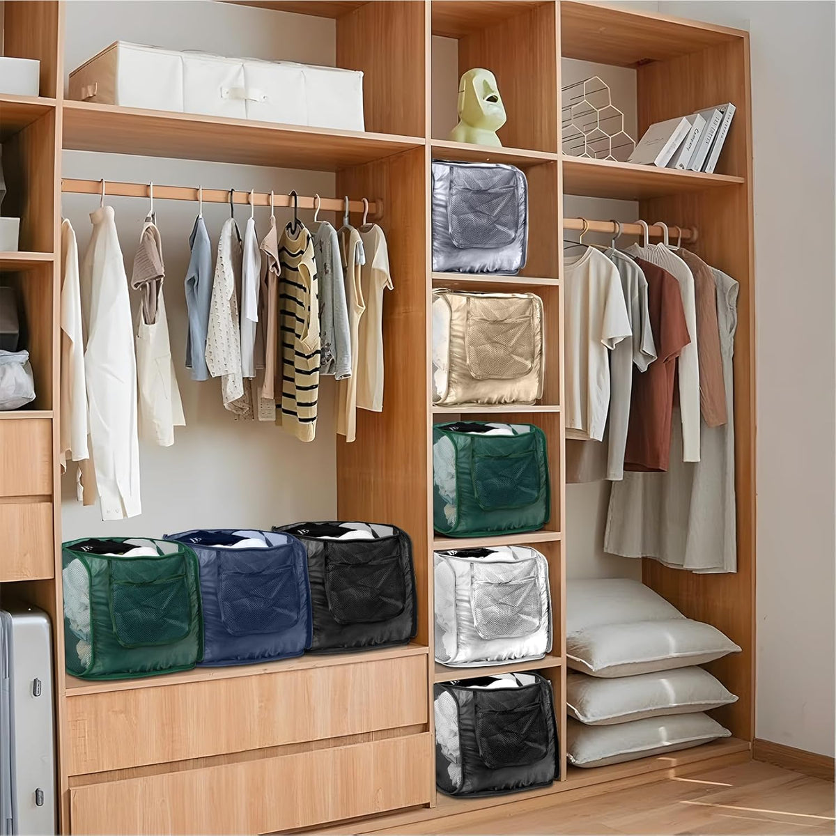 2 Pack Closet Storage Bins, Storage Containers for Closets, Fabric Closet Bins for