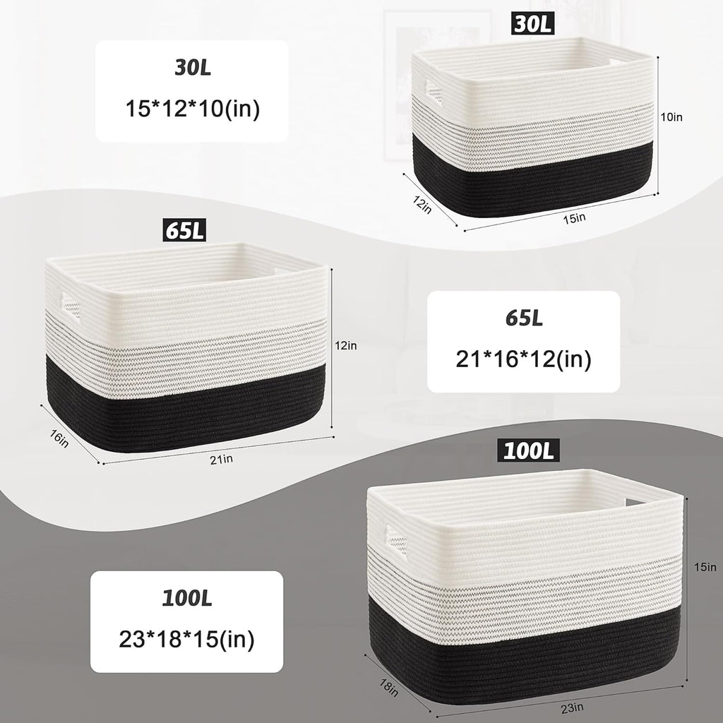 Blanket Basket,Rectangle Woven Baskets for Storage,30L Laundry Basket for Decorative Nursery