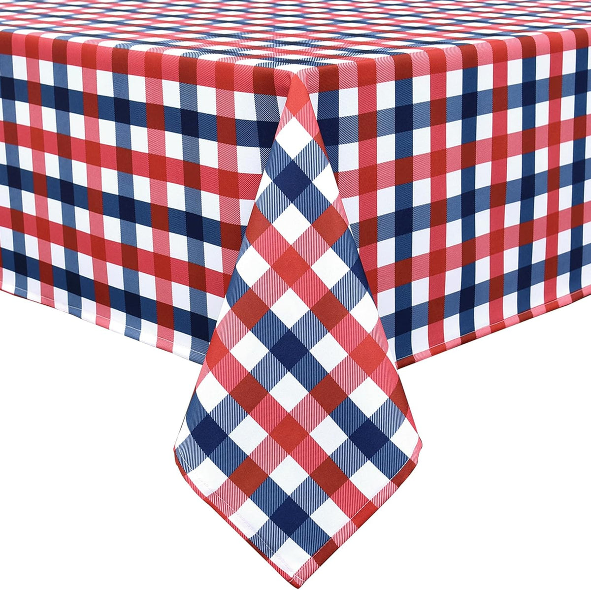 4th of July Checkered Tablecloth Fabric - Rectangle 58x84 Inch Classic Gingham Patriotic Party