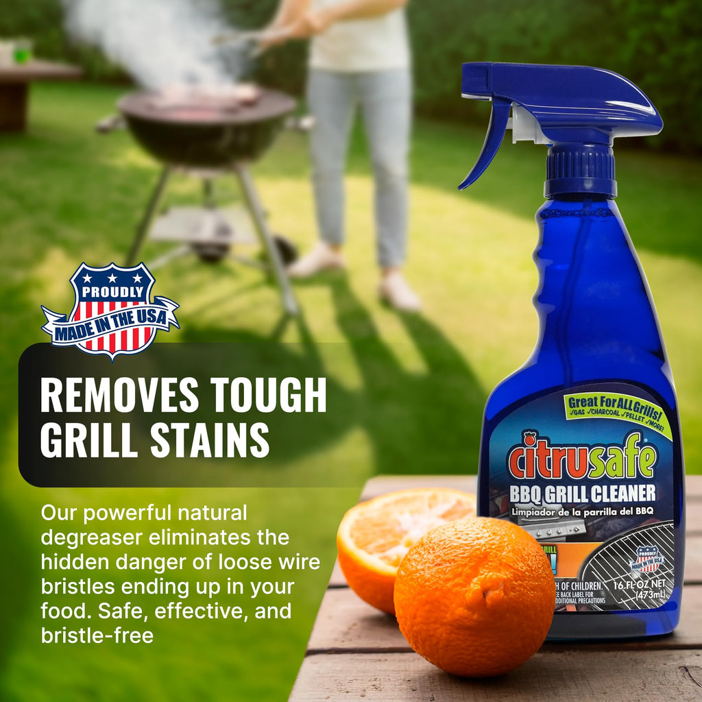 Citrusafe BBQ Grill Cleaner Spray for Outdoor Grill 16 OZ – Safe Heavy Duty Cleaner for Burnt Food