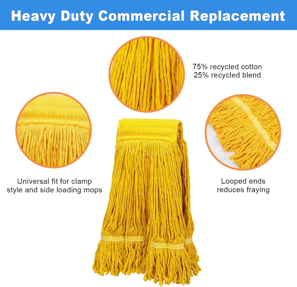 Pack of 2 Heavy Duty Commercial Mop Head Replacement, General Cleaning Mop Heavy Duty Commercial