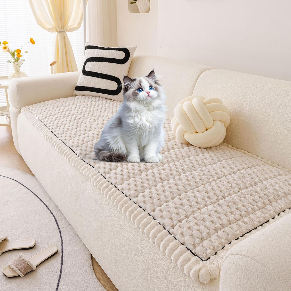 OTOB Couch Covers for Dogs Washable, Non Slip Plush Fuzzy Sofa Slipcovers Dog Cushion Mat, Soft