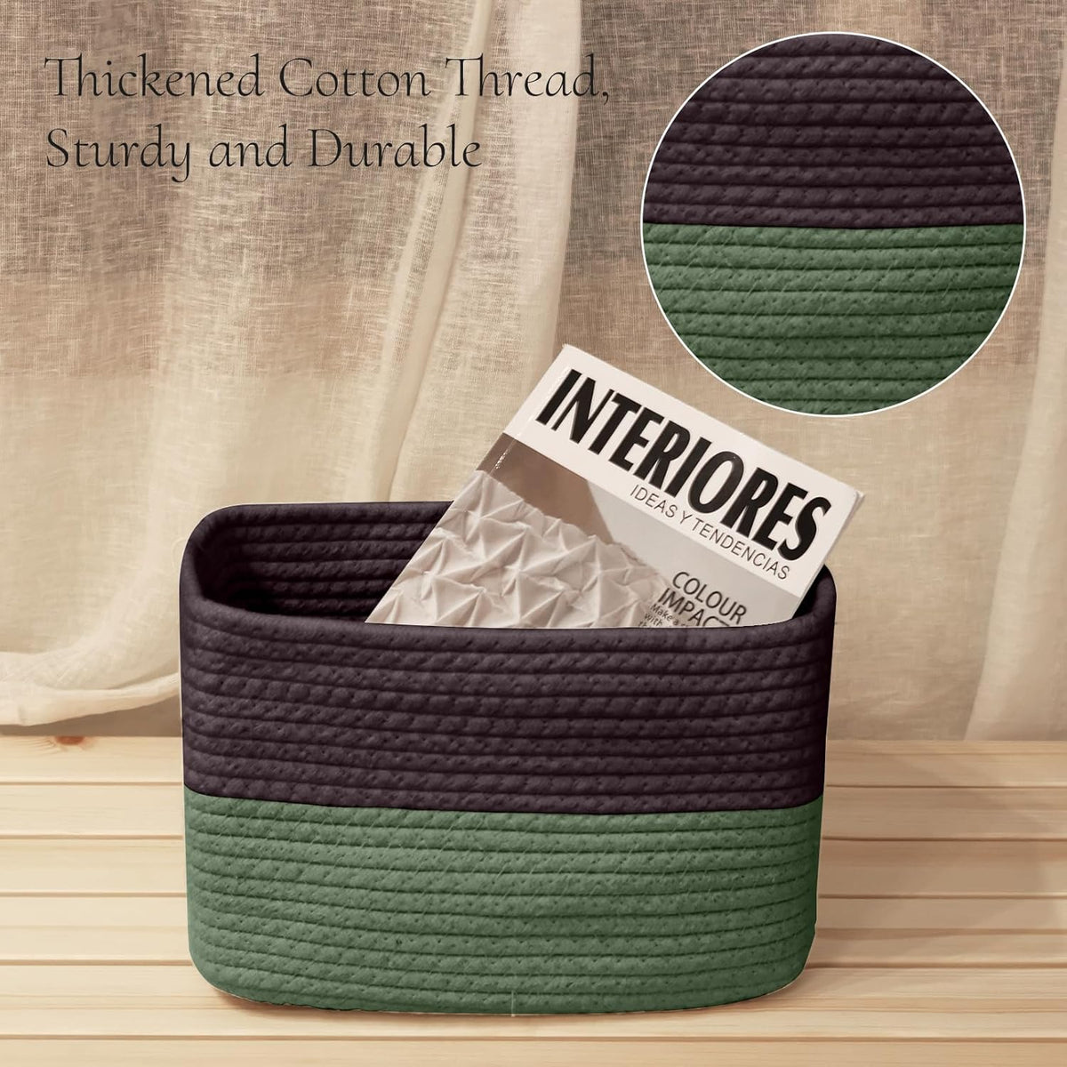 Hopegiver Woven Storage Baskets 11x8x7 Inch, 3 Pack Collapsible Cube Storage Bin for Shelves