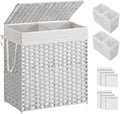 SONGMICS Laundry Hamper with Lid, 110L Clothes Hamper with 2 Removable Liner Bags, 6 Mesh Bags