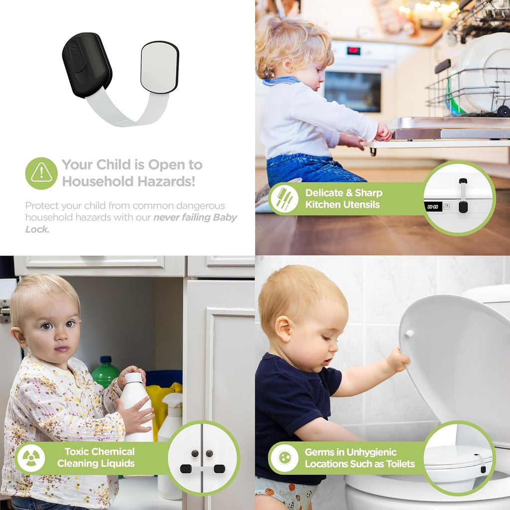 SKYLA HOMES Baby Locks (8-Pack) Child Safety Cabinet Proofing - Safe Quick and Easy 3M Adhesive