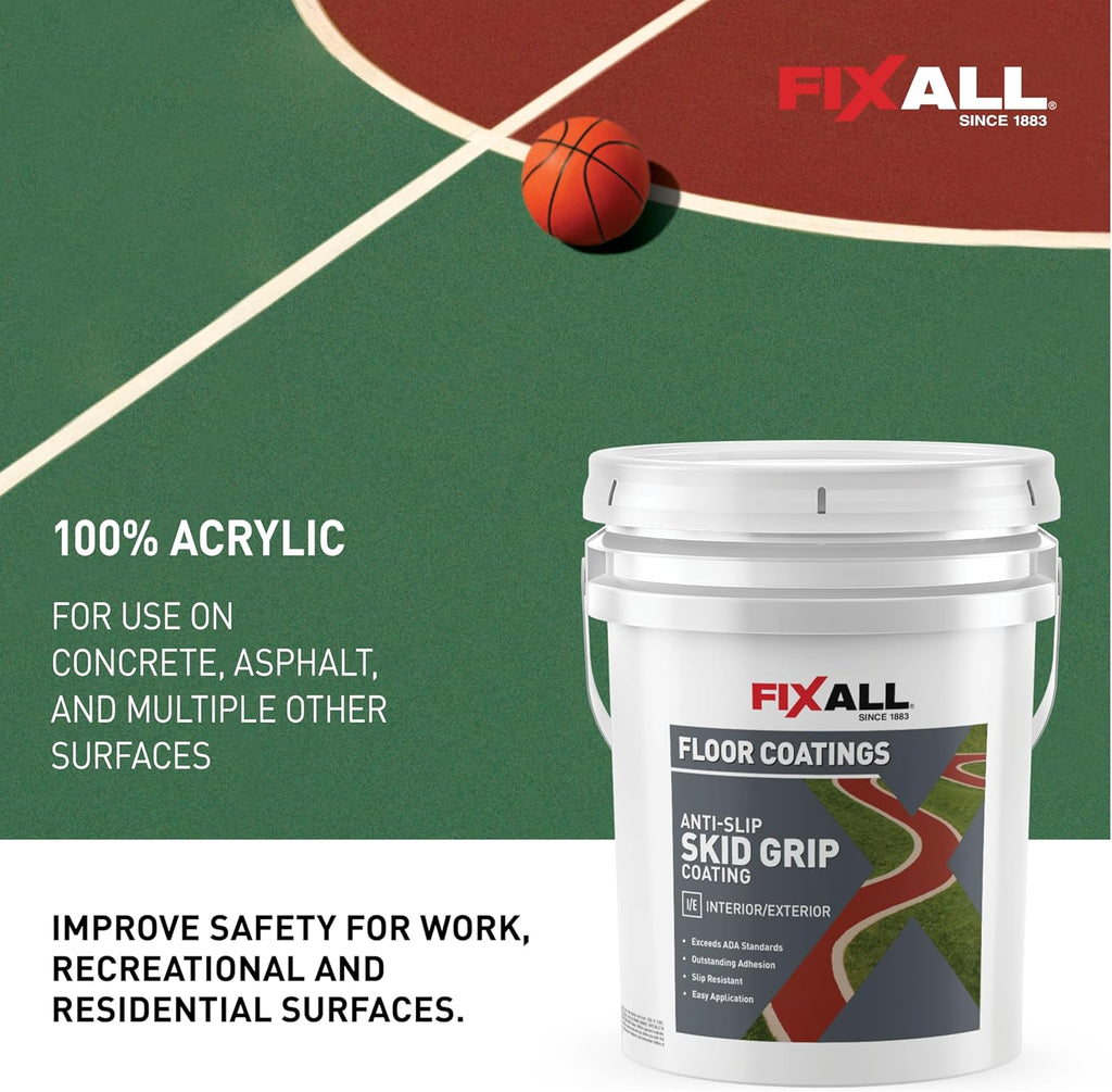 FIXALL Skid Grip Anti-Slip Coating, 5 Gallons, Camel, Exceeds ADA Standards, Ideal for Safety