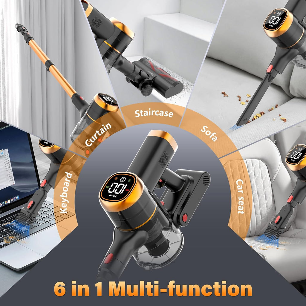 Tikom V500 Cordless Vacuum Cleaner for Home, 40000Pa/450W Stick Vacuum with LED Touch Screen