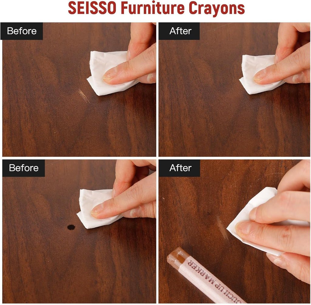 SEISSO Wood Filler Sticks- 6 Pcs, Furniture Repair Wax Crayons, Furniture Marking Repair - Scratch