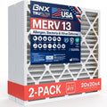 BNX TruFilter 20x20x4 (19.5’’ x 19.5’’ x 3.63‘’ Slim Fit) MERV 13 Air Filter (2-Pack) - MADE IN USA