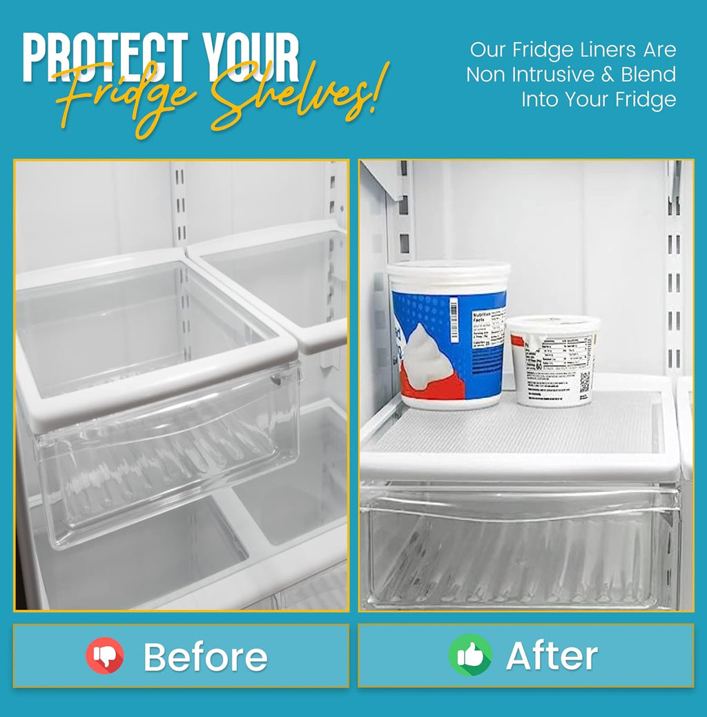 Refrigerator Liners for Shelves (12 Pack) by Linda’s Essentials - Non-Adhesive Shelf or Drawer