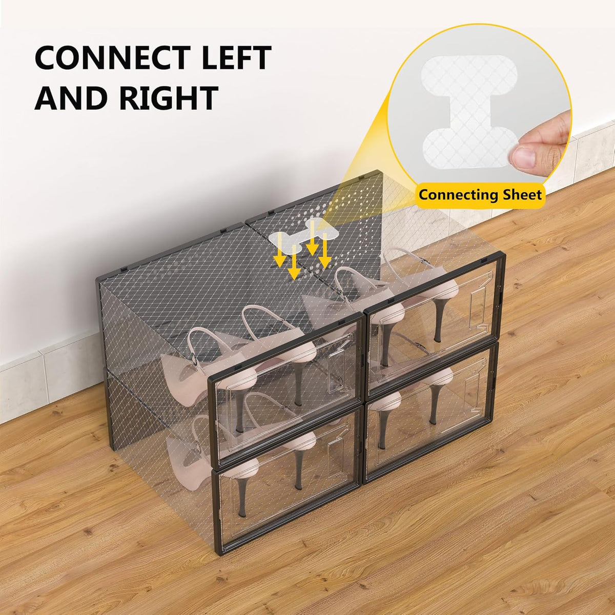 Secret Space 12 Pack XXX Large Shoe Organizer Storage Boxes for Closet, Modular Space Saving Shoe