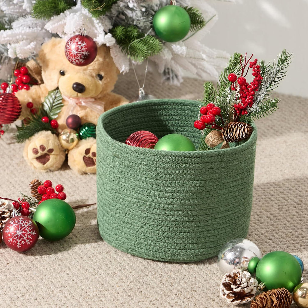 Small Basket for Organizing | Cube Shelf Closet Storage Baskets | 9.7×9.7×7.1” | Woven Rope Gift