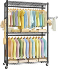 SONGMICS Heavy-Duty Rolling Clothes Rack, Garment Rack, Portable Closet, 43.3-Inch Wide Clothing