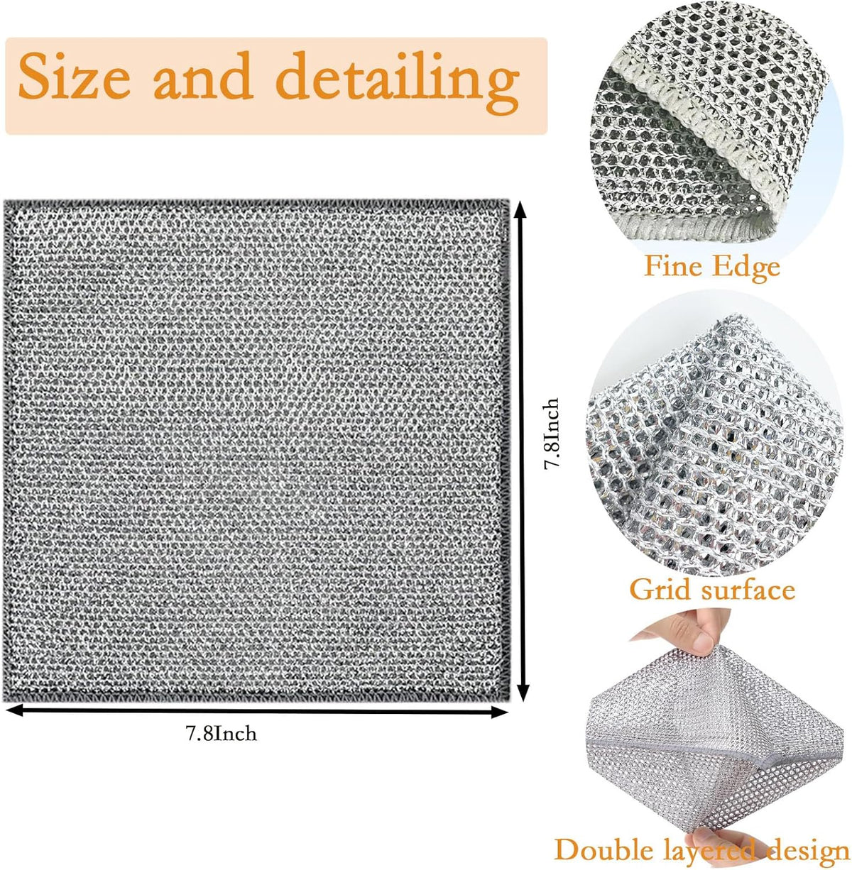 10PCS Double Wet and Dry Wire Dishcloth, Stainless Steel Scrubber, Multi-Purpose Wire Miracle