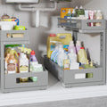 2 Pack 17IN Depth Under Sink Storage Organizer, Large 2-Tier Elegant Mesh Pull Out Shelf for