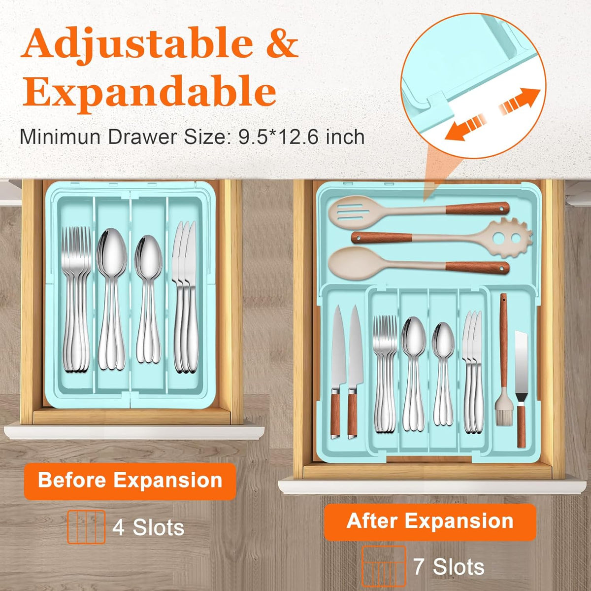Silverware Organizer Expandable Silverware Drawer Organizer Adjustable Drawer Organizer, Flatware