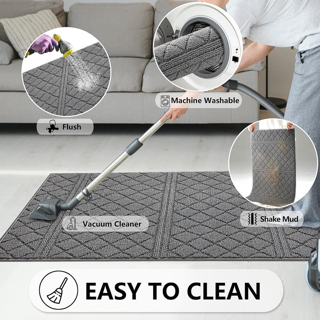 REFETONE Indoor Doormat, Front Back Door Mat 20"x32" Absorbent Rubber Backing Non Slip Door Mats