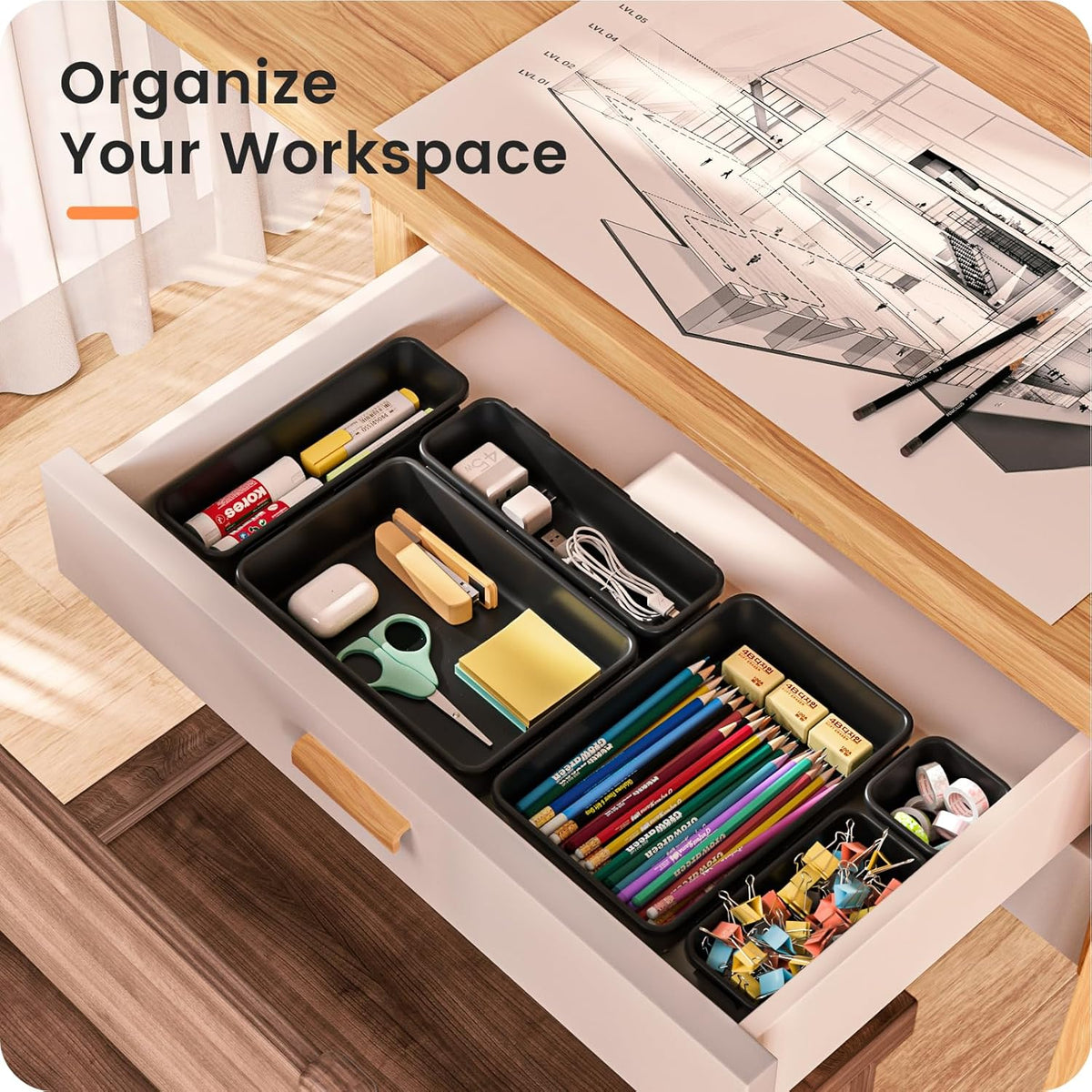 A-LuGei 【28PCS】 Drawer Organizer, Bathroom Organizers and Storage, Makeup organizer, Desk drawer