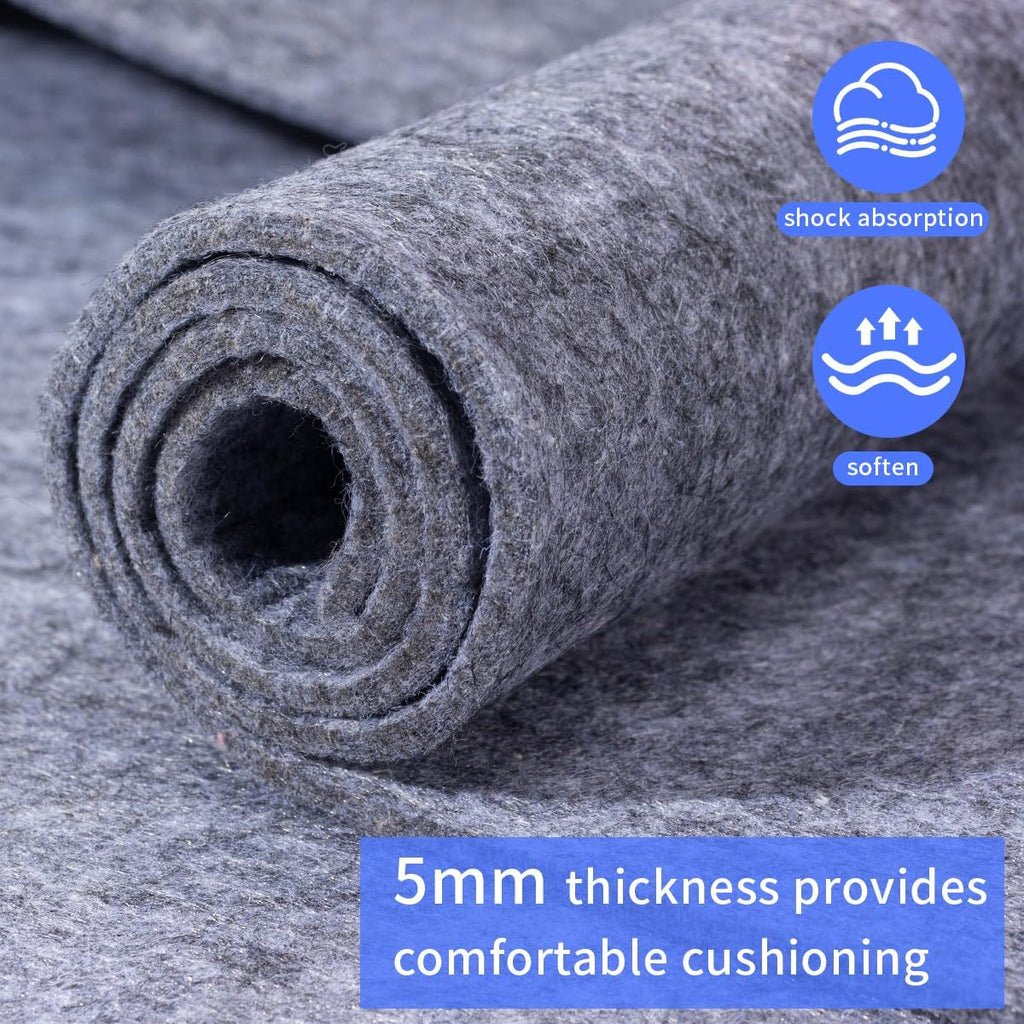 Extra Large Area Rug Cushioned Carpet Pad, 6x9 Ft, Thick Felt Pad for All Floors, Keeps Rug in