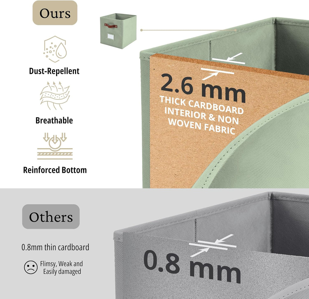 DECOMOMO Storage Baskets, 13x15x13 Storage Cube Bins with Labels for Organizing Shelves Kallax