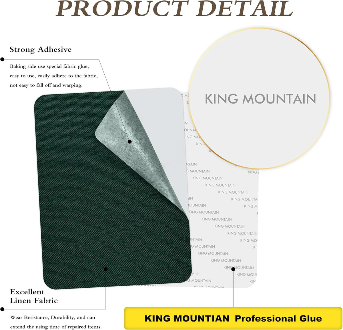KING MOUNTAIN Coarse Linen Repair Patches, Self-Adhesive Linen Fabric Patches, 8X11 inch, Multi